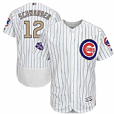 Chicago Cubs #12 Kyle Schwarber White World Series Champions Gold Program Flexbase Collection Stitched Jersey JiaSu,baseball caps,new era cap wholesale,wholesale hats